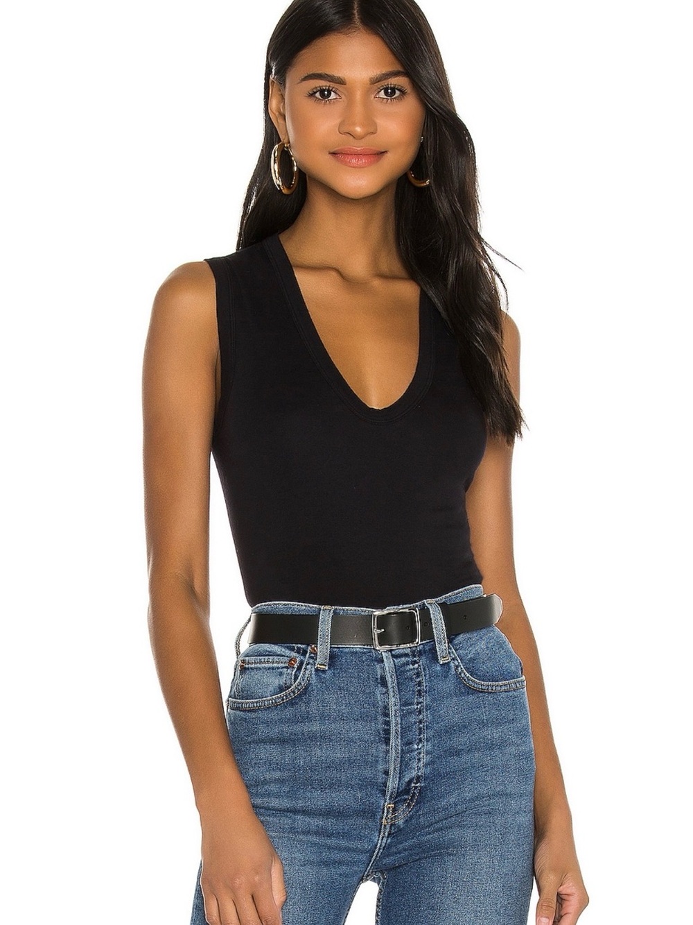 Enza Costa ESSENTIAL SLEEVELESS U Tank Black 100% Supima Cotton